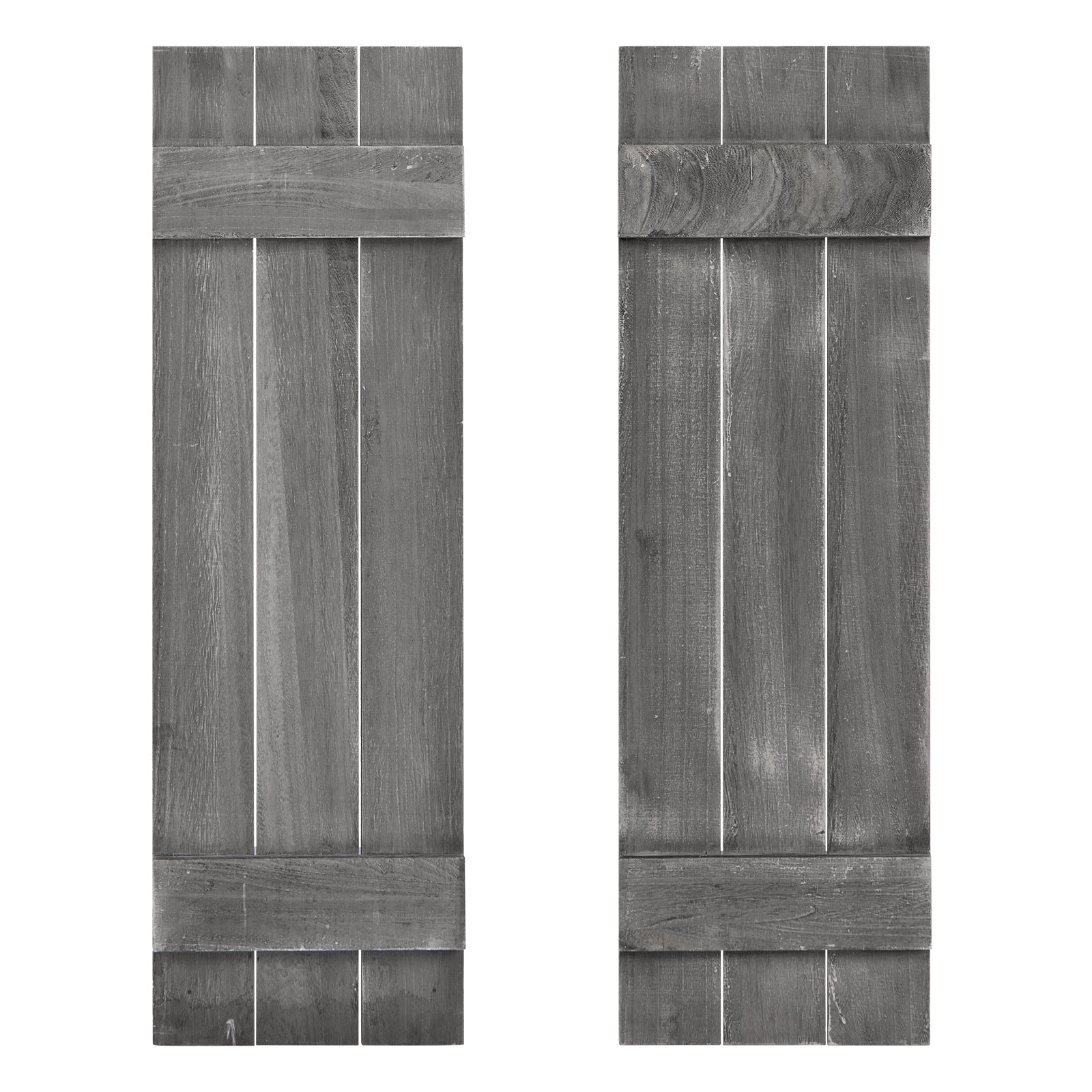 36 x 11 Inch Farmhouse Paulownia Wood Window Shutters, Set of 2, Dark Gray Decorative Accessories Dark Gray at Gallery Canada