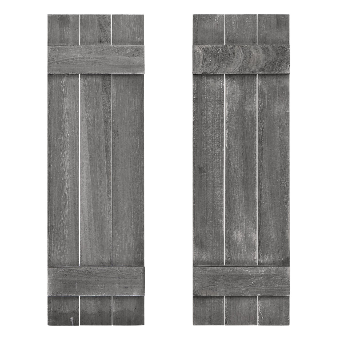 36 x 11 Inch Farmhouse Paulownia Wood Window Shutters, Set of 2, Dark Gray Decorative Accessories Dark Gray at Gallery Canada