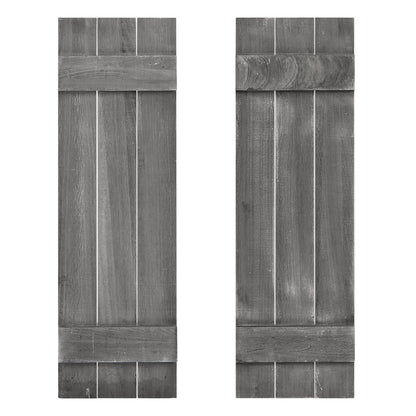 36 x 11 Inch Farmhouse Paulownia Wood Window Shutters, Set of 2, Dark Gray Decorative Accessories Dark Gray at Gallery Canada