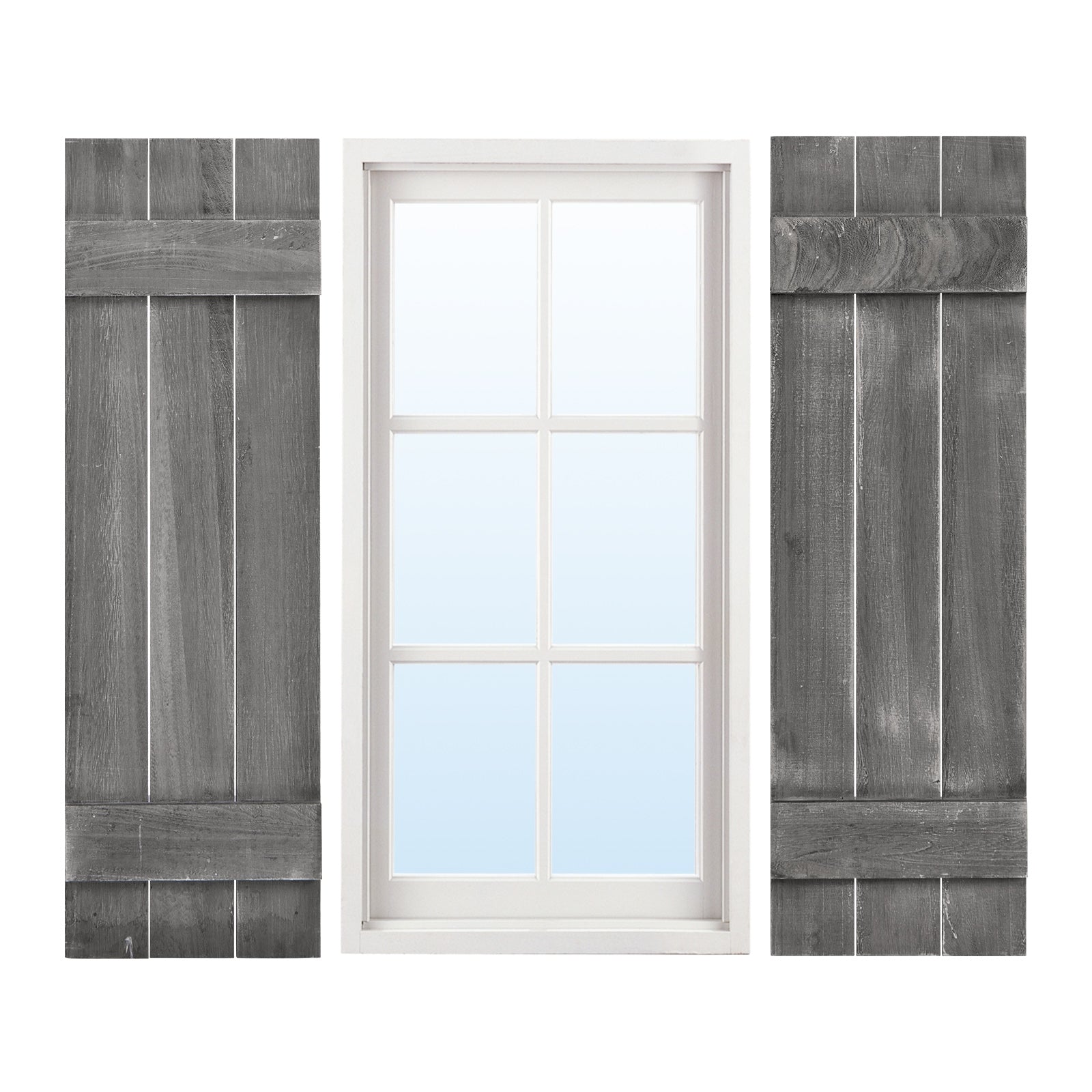 36 x 11 Inch Farmhouse Paulownia Wood Window Shutters, Set of 2, Dark Gray Decorative Accessories at Gallery Canada