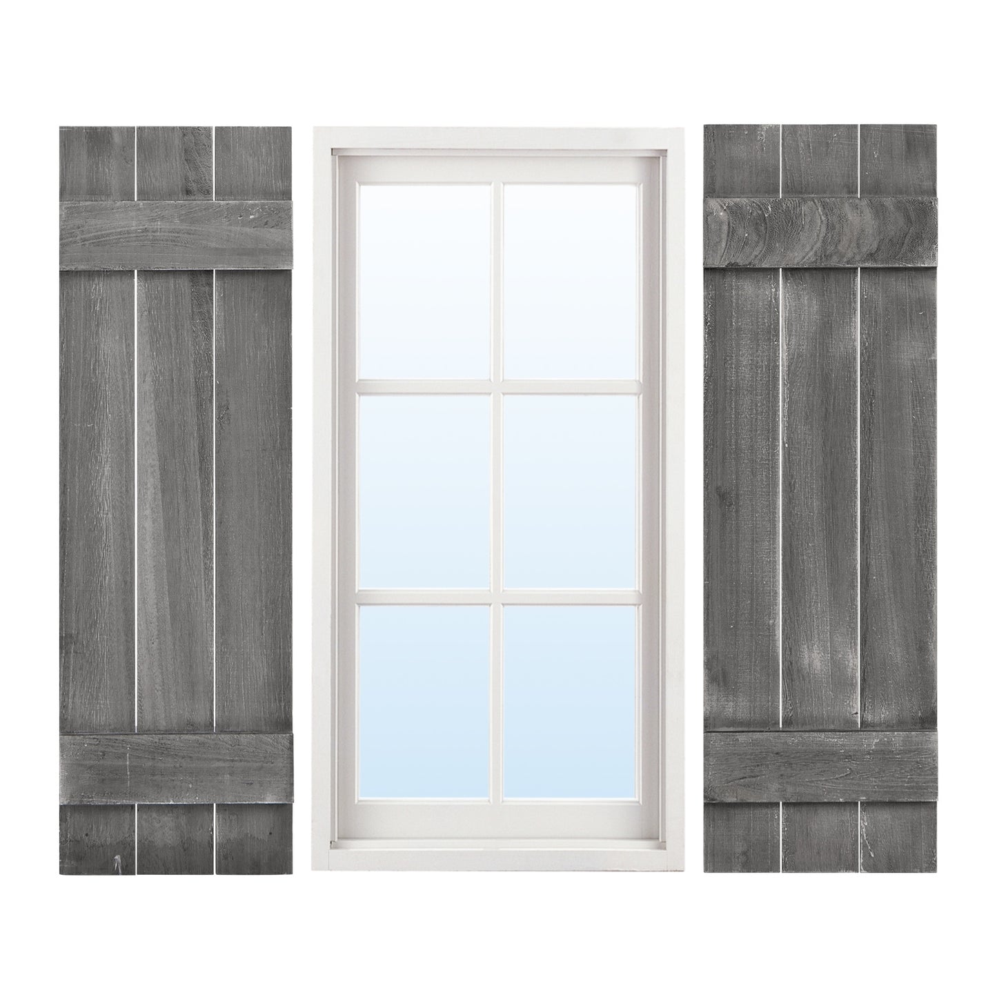 36 x 11 Inch Farmhouse Paulownia Wood Window Shutters, Set of 2, Dark Gray Decorative Accessories at Gallery Canada