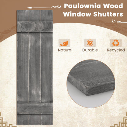 36 x 11 Inch Farmhouse Paulownia Wood Window Shutters, Set of 2, Dark Gray Decorative Accessories at Gallery Canada