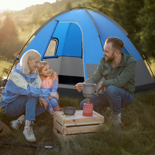 3 Person Outdoor Camping Tent, Removable Floor Mat, Blue Tents Blue at Gallery Canada
