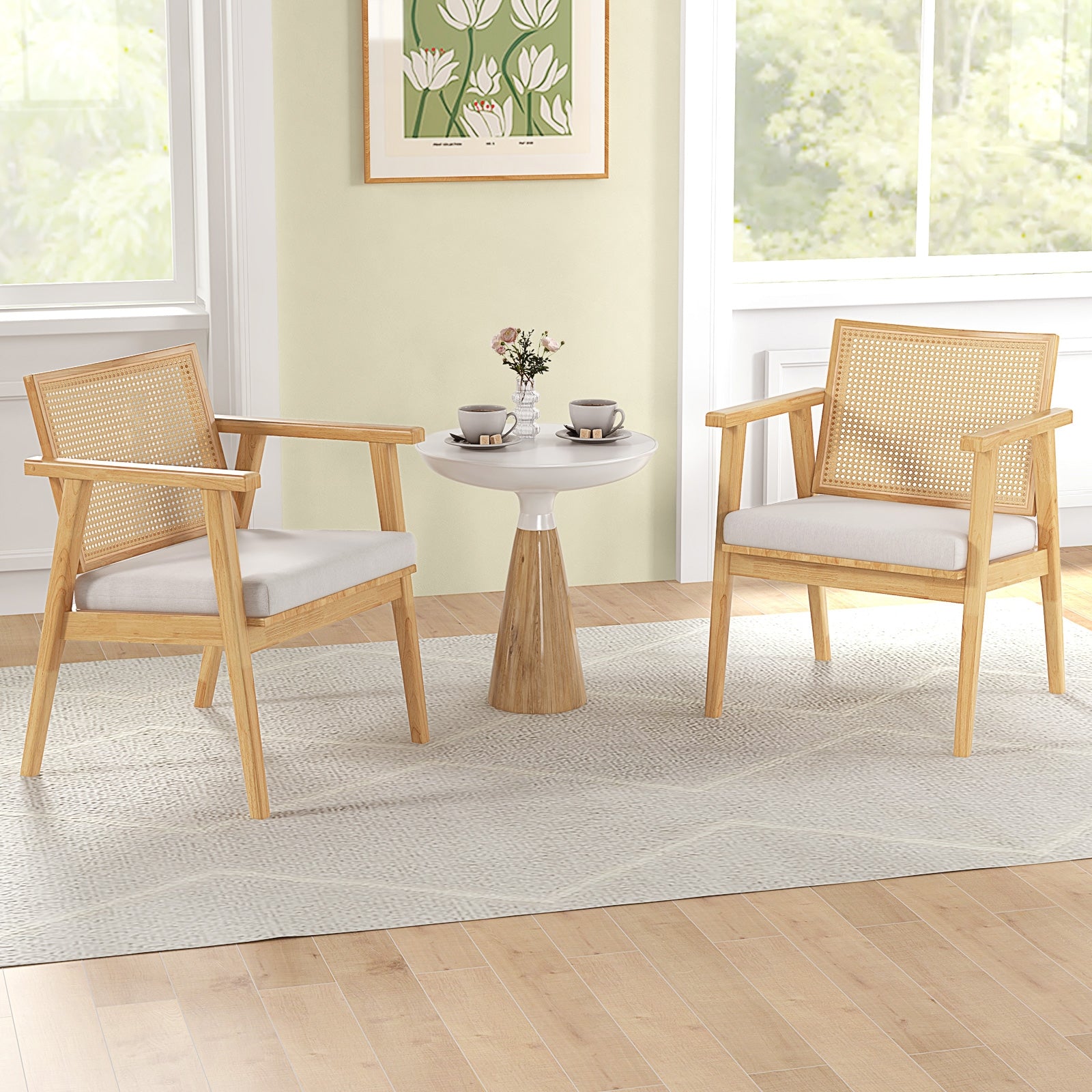 Mid Century Modern Accent Chairs Set Of 2, Natural Dining Chairs at Gallery Canada