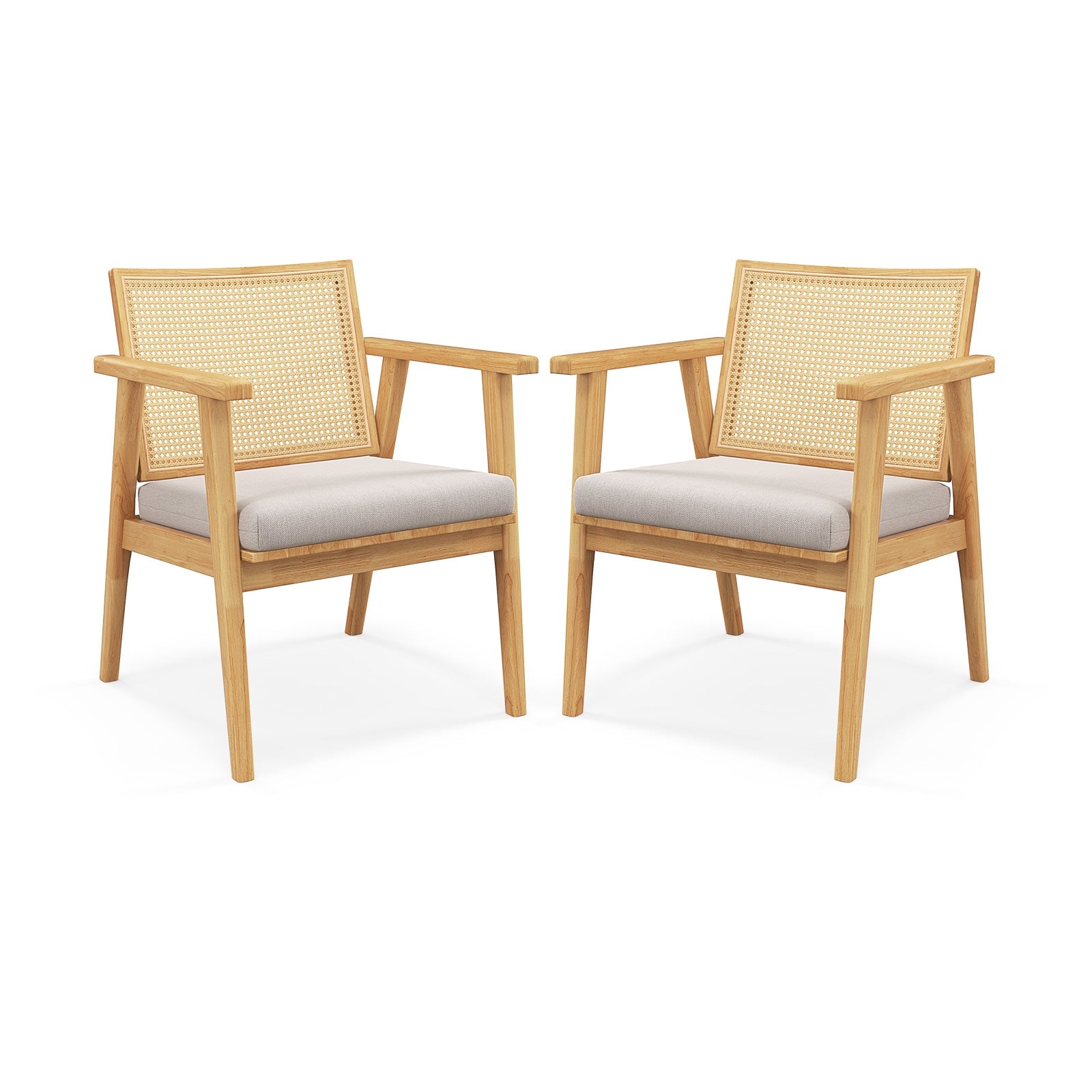 Mid Century Modern Accent Chairs Set Of 2, Natural Dining Chairs Natural at Gallery Canada