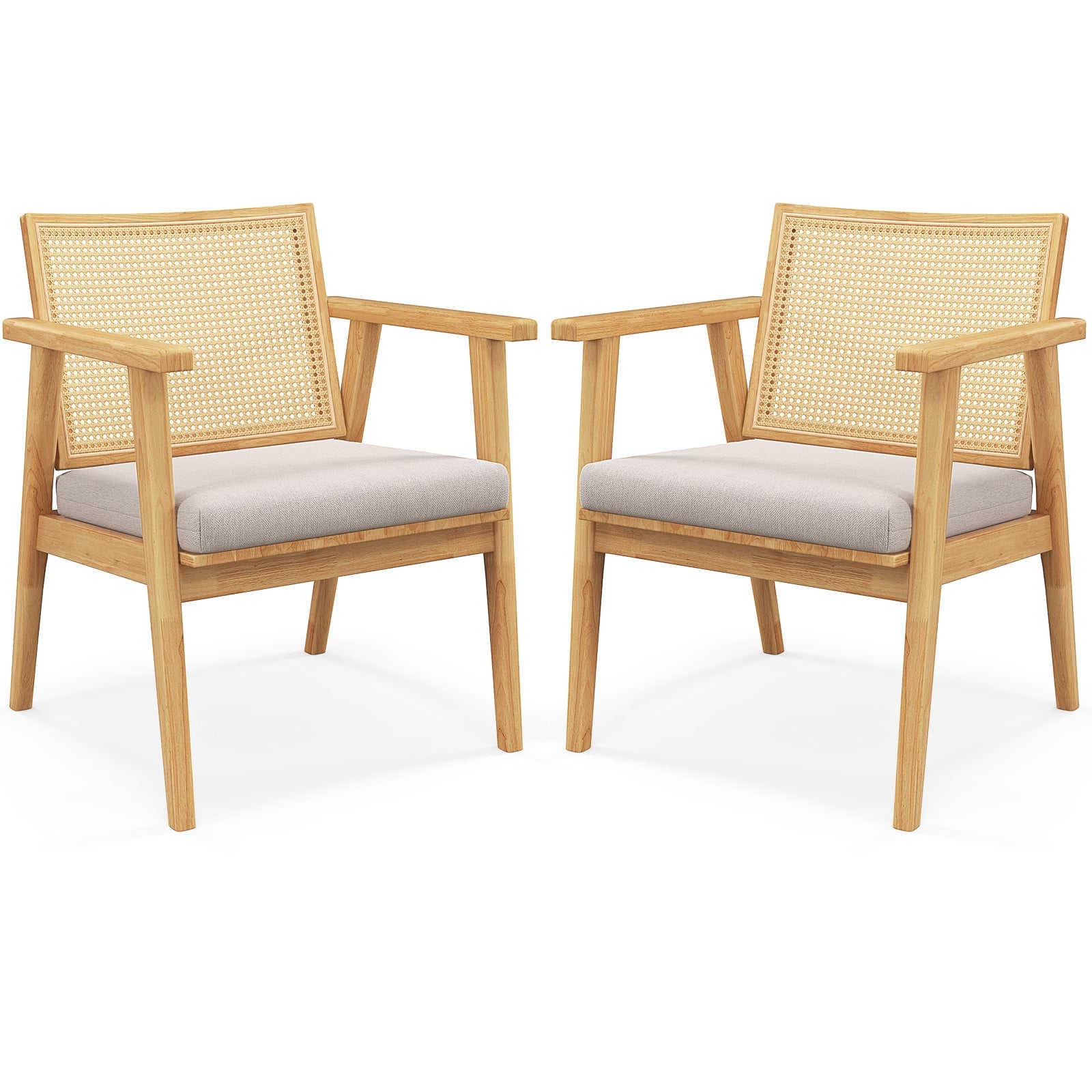 Mid Century Modern Accent Chairs Set Of 2, Natural Dining Chairs at Gallery Canada