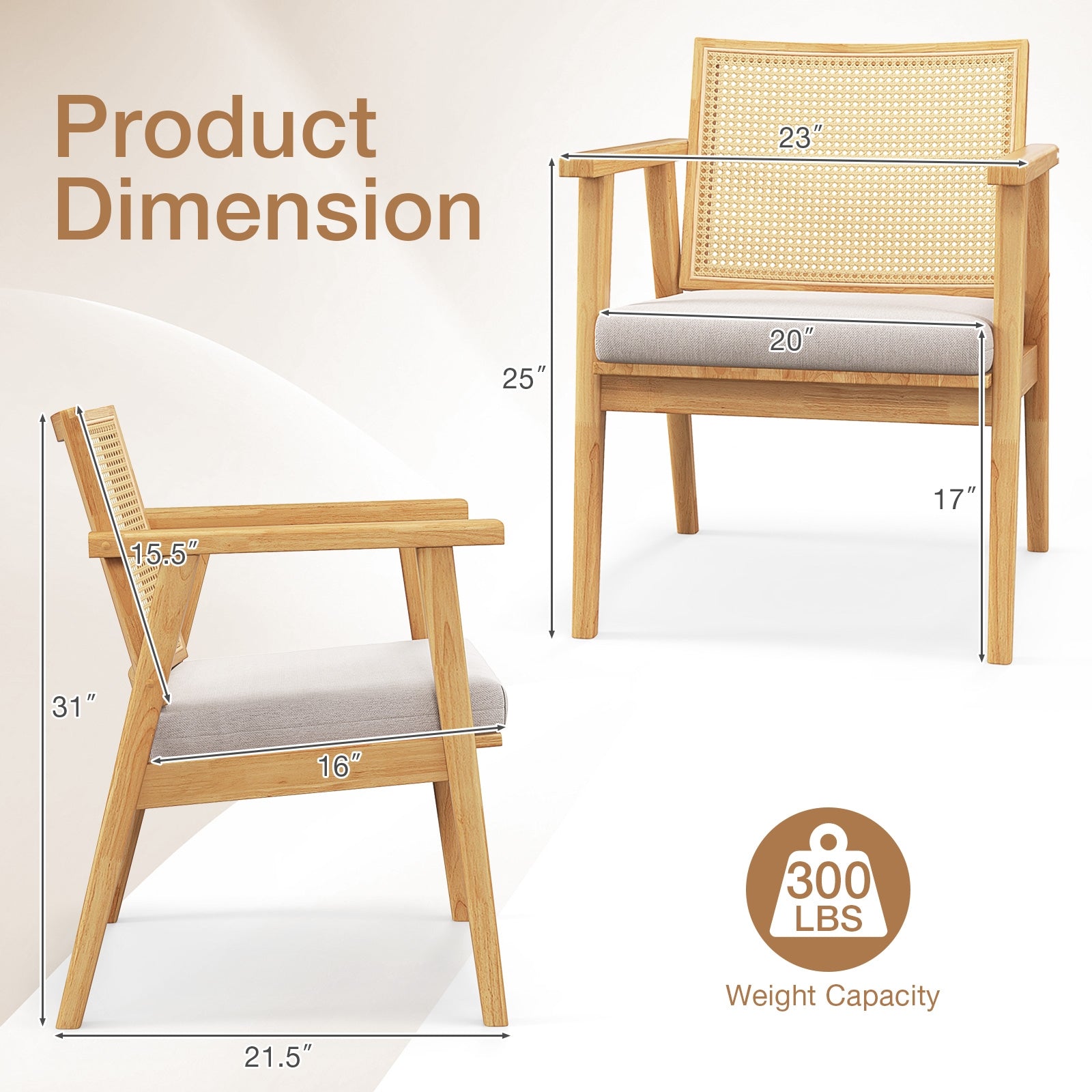 Mid Century Modern Accent Chairs Set Of 2, Natural Dining Chairs at Gallery Canada