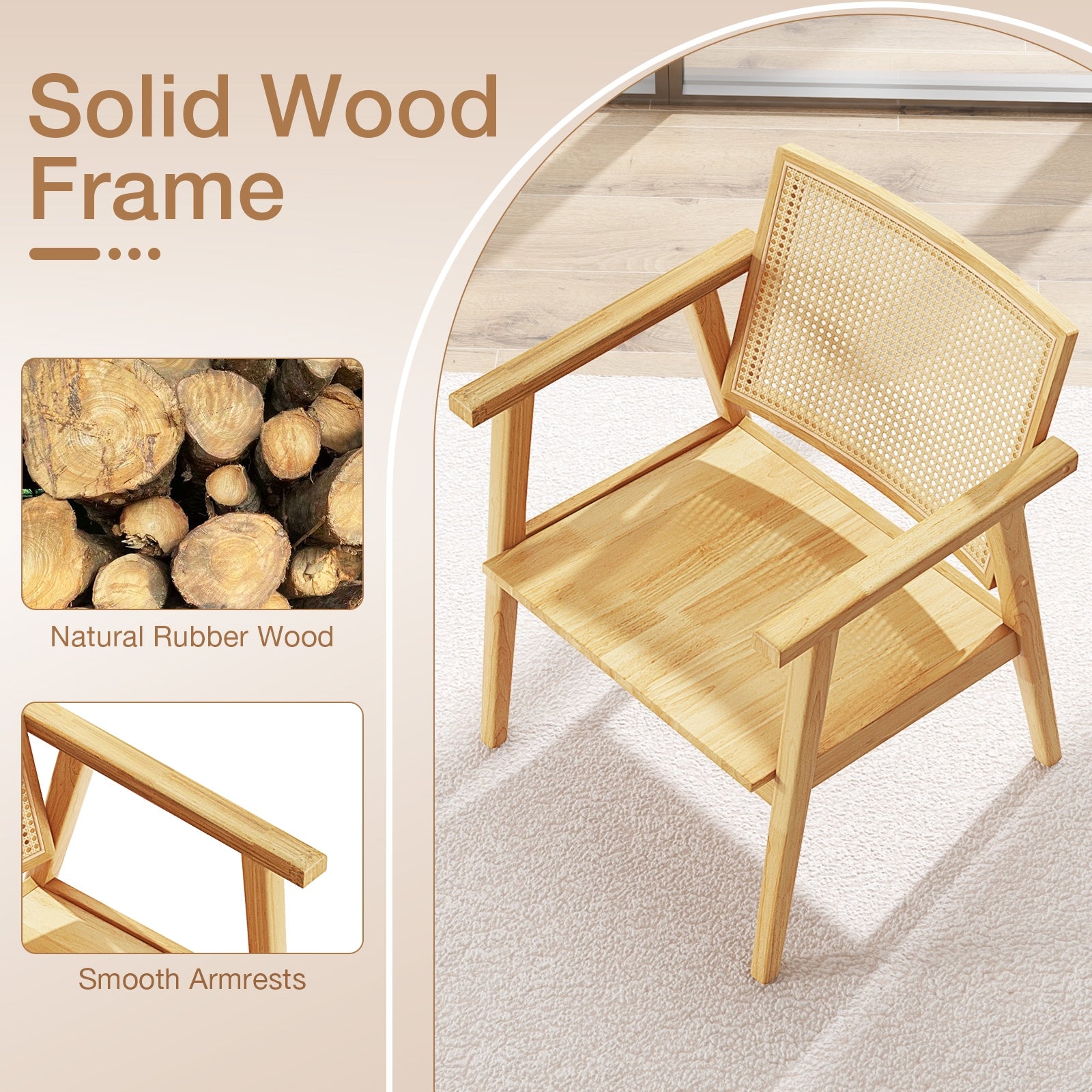 Mid Century Modern Accent Chairs Set Of 2, Natural Dining Chairs at Gallery Canada