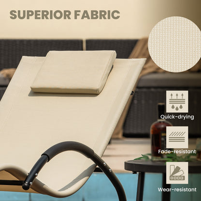 Outdoor Rocking Lounge Chair, Removable Headrest, Beige Patio Rocking Chairs & Gliders at Gallery Canada