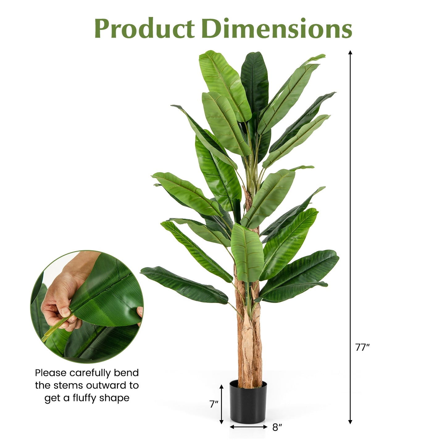 Artificial Banana Tree, 6.5 Feet Tall, 27 Large Leaves Faux Plants at Gallery Canada