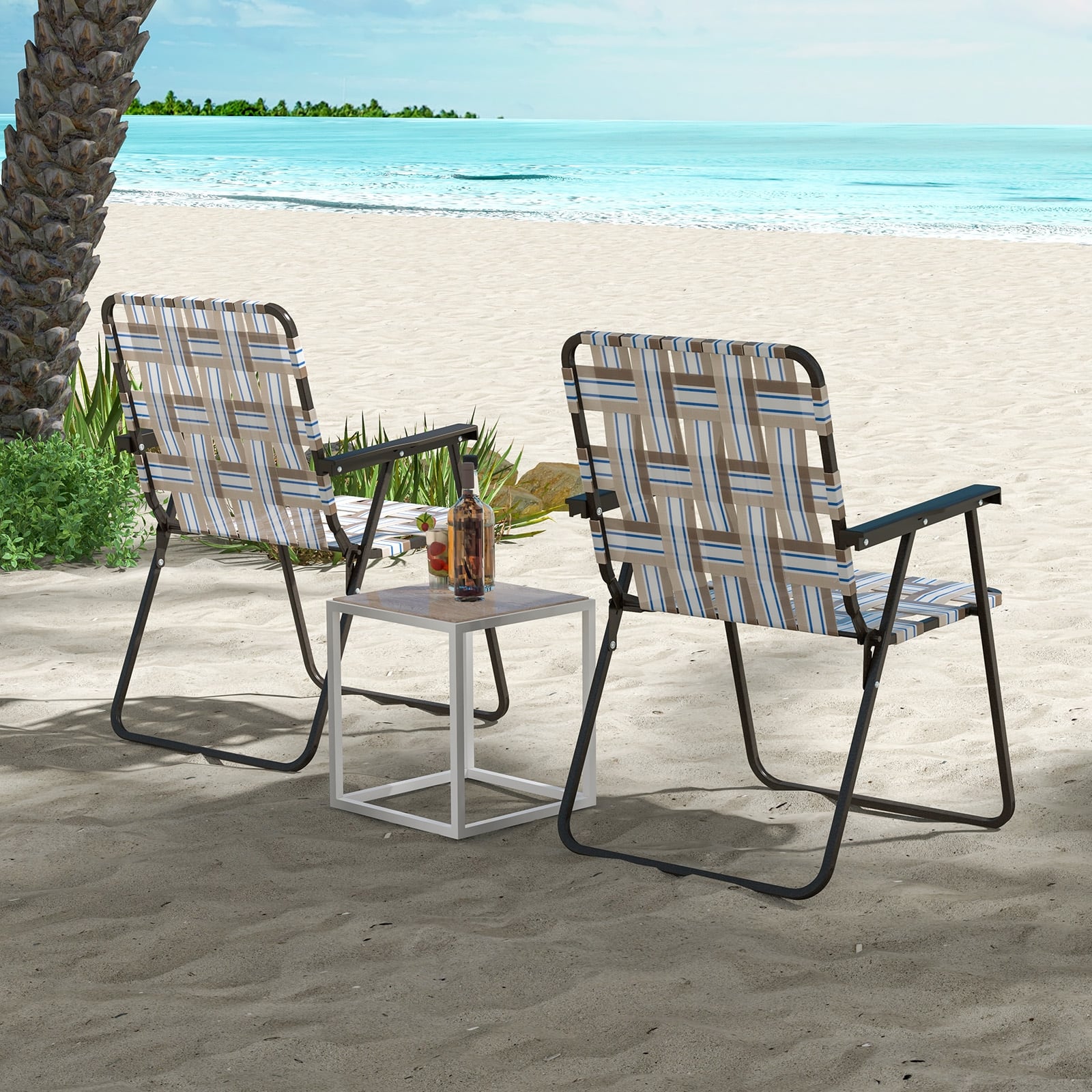 4 Pieces Folding Beach Chair, Camping Lawn Webbing Chair, Coffee Beach & Lawn Chairs at Gallery Canada