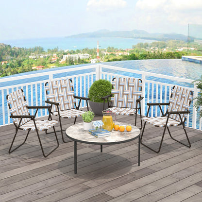 4 Pieces Folding Beach Chair, Camping Lawn Webbing Chair, Coffee Beach & Lawn Chairs at Gallery Canada
