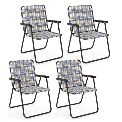 4 Pieces Folding Beach Chair, Camping Lawn Webbing Chair, Coffee Beach & Lawn Chairs Coffee at Gallery Canada