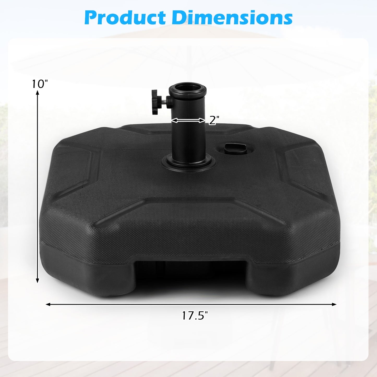 17 Inch 88 LBS Heavy-Duty Fillable Umbrella Base, Black Outdoor Umbrella Bases at Gallery Canada