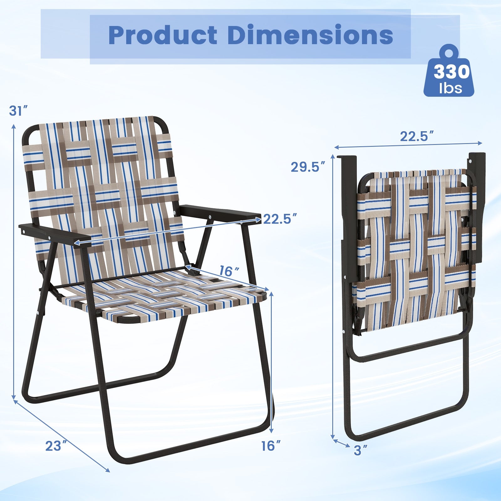 4 Pieces Folding Beach Chair, Camping Lawn Webbing Chair, Coffee Beach & Lawn Chairs at Gallery Canada