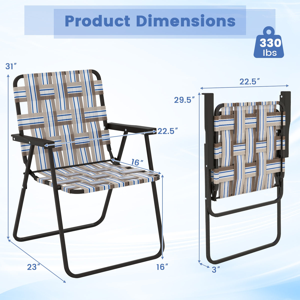 4 Pieces Folding Beach Chair, Camping Lawn Webbing Chair, Coffee Beach & Lawn Chairs at Gallery Canada