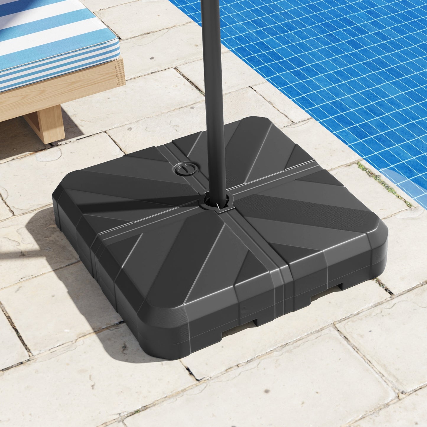 Weighted Offset Umbrella Base, Cross Bracket, Cut-Out Handles, Black Outdoor Umbrella Bases at Gallery Canada