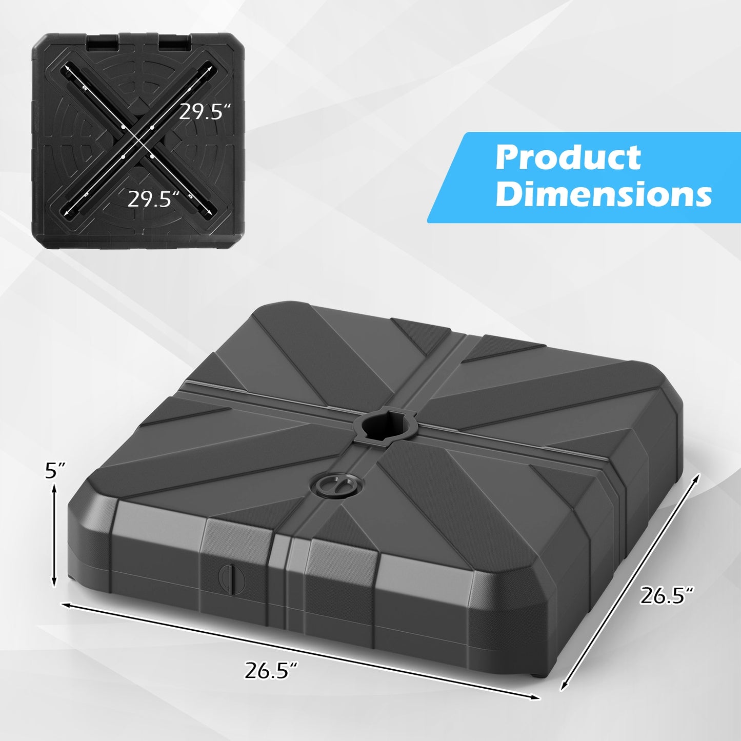 Weighted Offset Umbrella Base, Cross Bracket, Cut-Out Handles, Black Outdoor Umbrella Bases at Gallery Canada