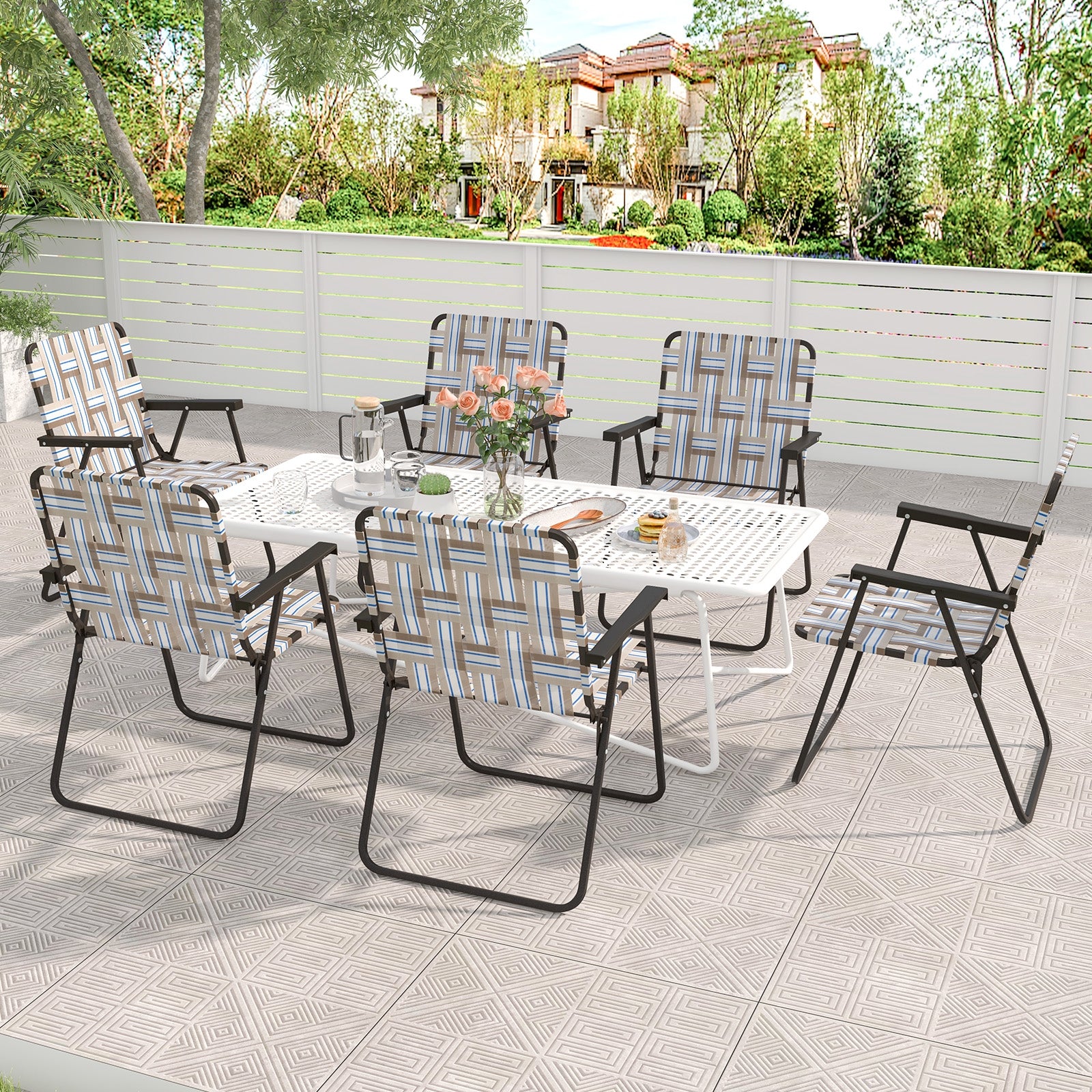 4 Pieces Folding Beach Chair, Camping Lawn Webbing Chair, Coffee Beach & Lawn Chairs at Gallery Canada