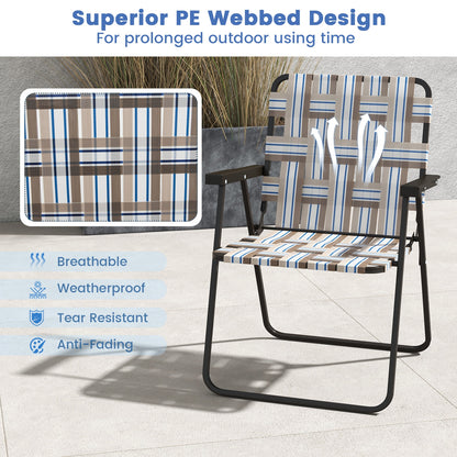 4 Pieces Folding Beach Chair, Camping Lawn Webbing Chair, Coffee Beach & Lawn Chairs at Gallery Canada
