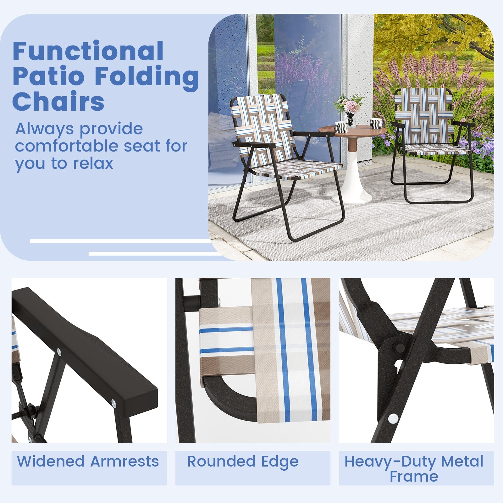 4 Pieces Folding Beach Chair, Camping Lawn Webbing Chair, Coffee Beach & Lawn Chairs at Gallery Canada