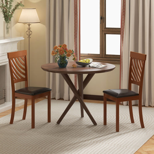 Dining Chair Set, Rubber Wood Legs, Ergonomic Back, Walnut