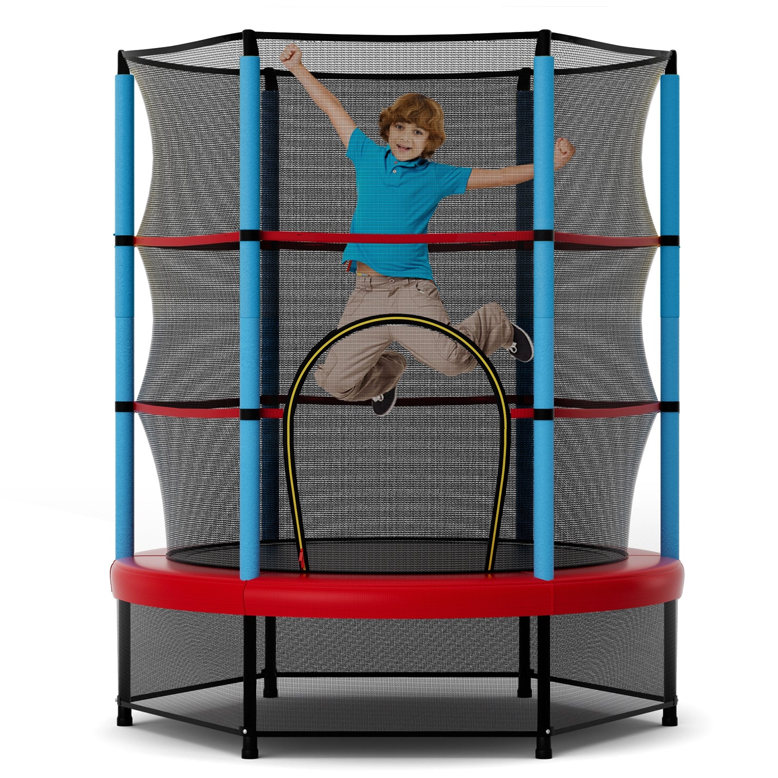 Kids Trampoline With Safety Enclosure Net, Navy Trampolines at Gallery Canada