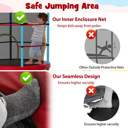 Kids Trampoline With Safety Enclosure Net, Navy Trampolines at Gallery Canada