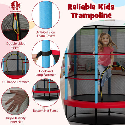 Kids Trampoline With Safety Enclosure Net, Navy Trampolines at Gallery Canada