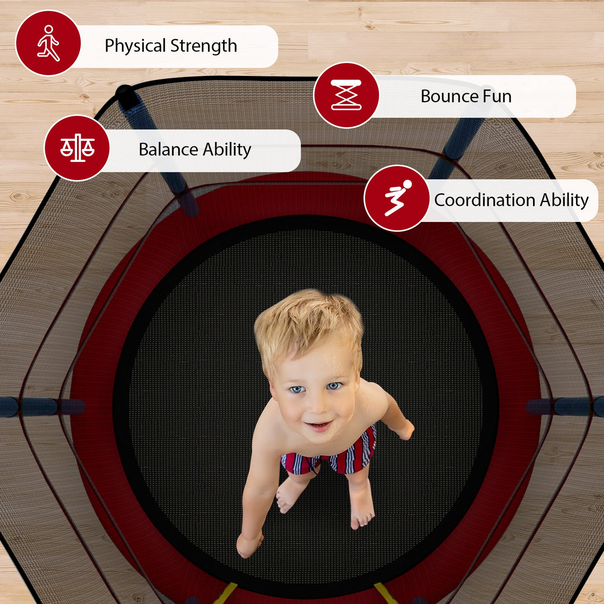 Kids Trampoline With Safety Enclosure Net, Navy Trampolines at Gallery Canada