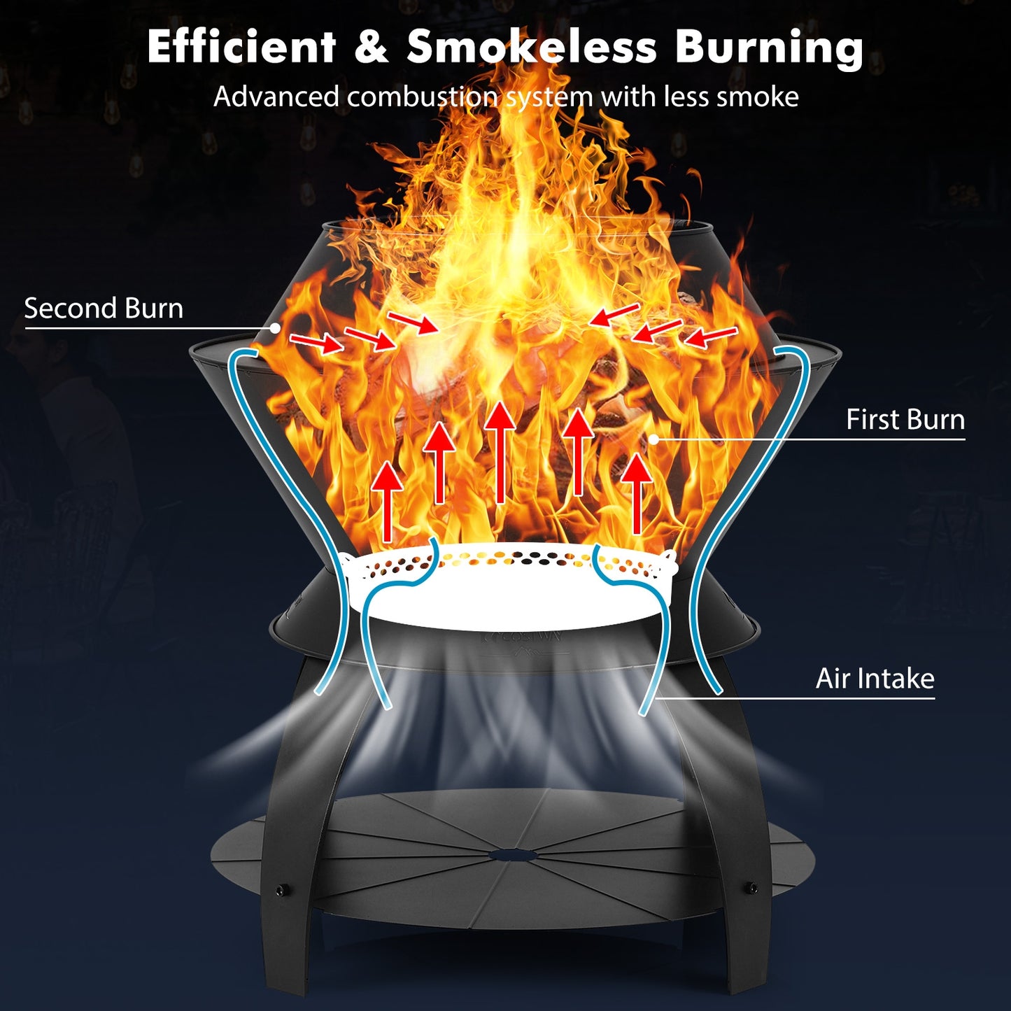 20 Inch Metal Fire Pit With Pot Holder, Black Fire Pits at Gallery Canada