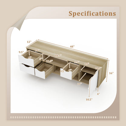 TV Stand For 55” TVs, Oak Cabinet With 4 Drawers, 2 Shelves Entertainment Centers & TV Stands at Gallery Canada