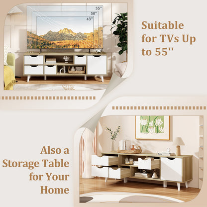 TV Stand For 55” TVs, Oak Cabinet With 4 Drawers, 2 Shelves Entertainment Centers & TV Stands at Gallery Canada