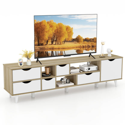 TV Stand For 65” TVs, Oak Cabinet With 5 Drawers, 3 Shelves Entertainment Centers & TV Stands at Gallery Canada
