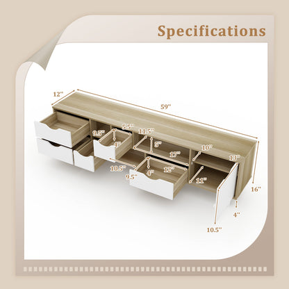 TV Stand For 65” TVs, Oak Cabinet With 5 Drawers, 3 Shelves Entertainment Centers & TV Stands at Gallery Canada