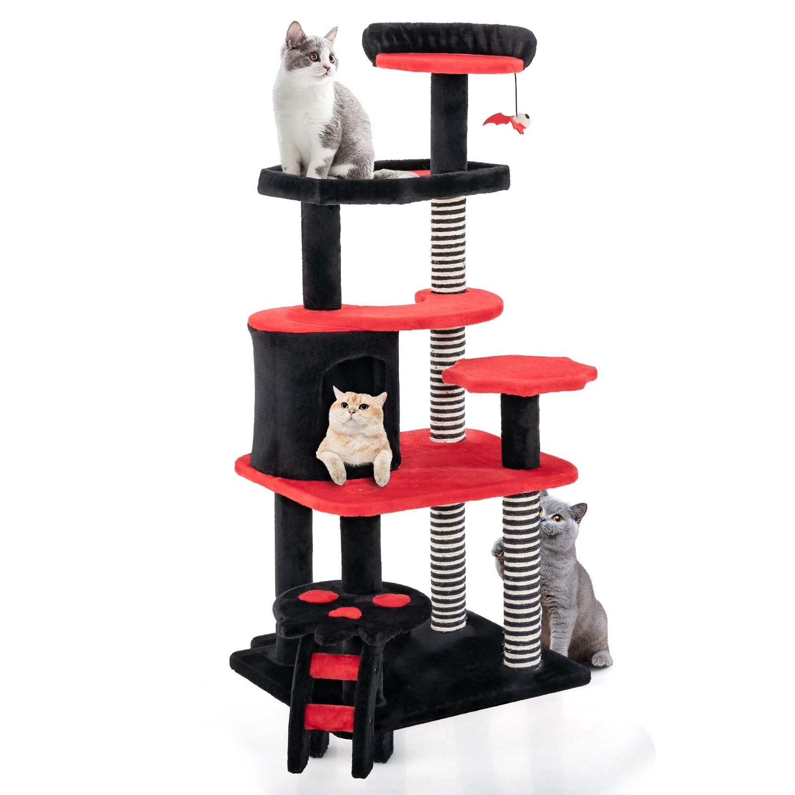 Gothic Cat Tree With Bed, Condo, Sisal Scratching Post, Red, Black Cat Trees Condos & Scratchers at Gallery Canada