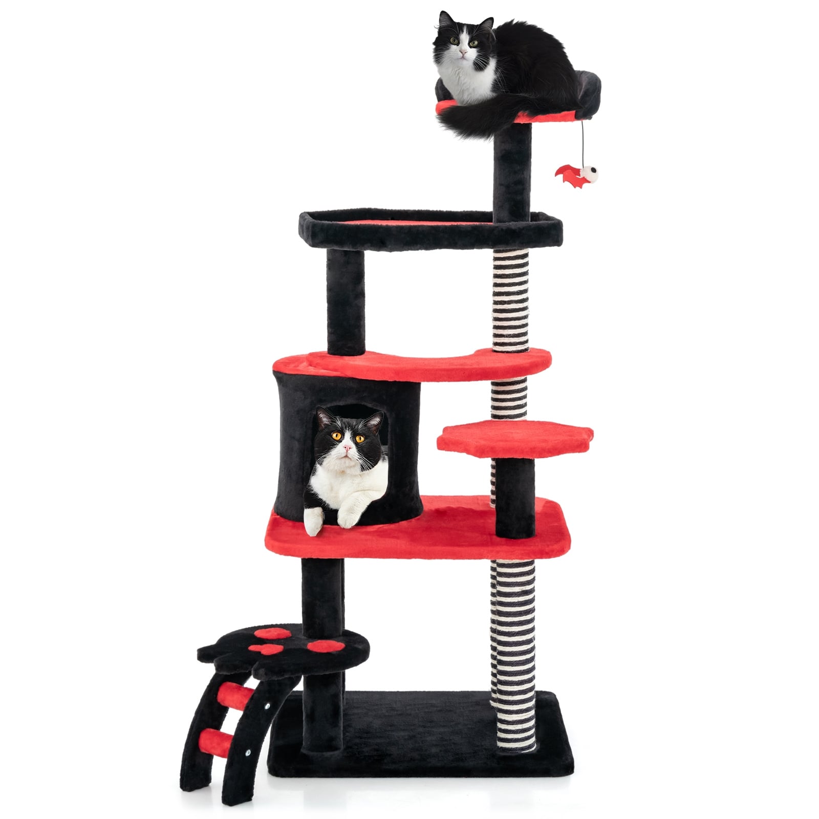 Gothic Cat Tree With Bed, Condo, Sisal Scratching Post, Red, Black Cat Trees Condos & Scratchers at Gallery Canada