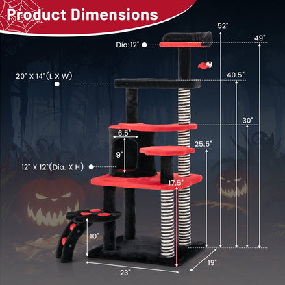 Gothic Cat Tree With Bed, Condo, Sisal Scratching Post, Red, Black Cat Trees Condos & Scratchers at Gallery Canada