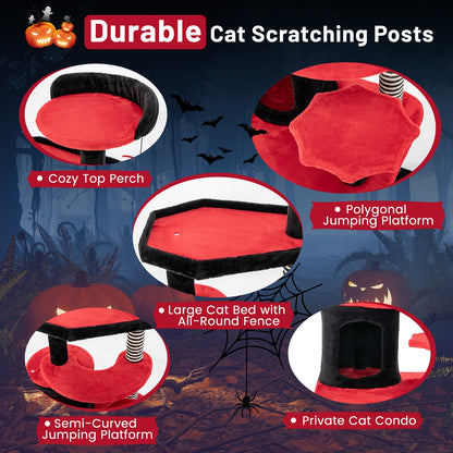 Gothic Cat Tree With Bed, Condo, Sisal Scratching Post, Red, Black Cat Trees Condos & Scratchers at Gallery Canada
