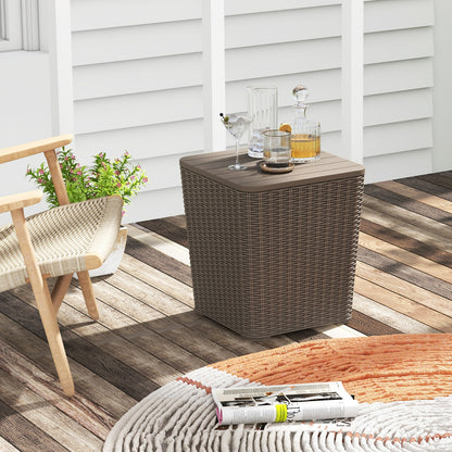 Outdoor Resin Storage Side Table, Removable Lid, Wicker Accent, Coffee Coffee Tables at Gallery Canada