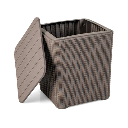 Outdoor Resin Storage Side Table, Removable Lid, Wicker Accent, Coffee Coffee Tables Coffee at Gallery Canada