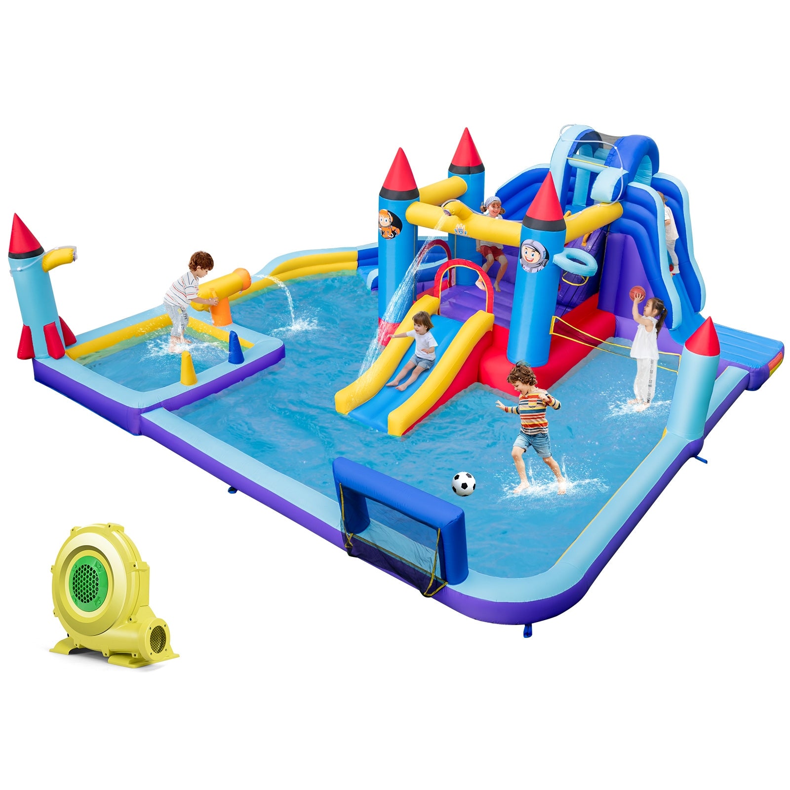 Inflatable Water Slide Park, 950W Blower, Blue Bounce House at Gallery Canada