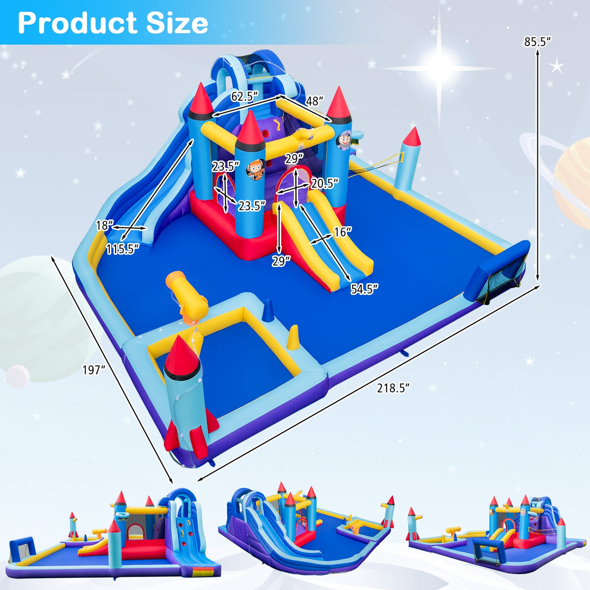 Inflatable Water Slide Park, 950W Blower, Blue Bounce House at Gallery Canada