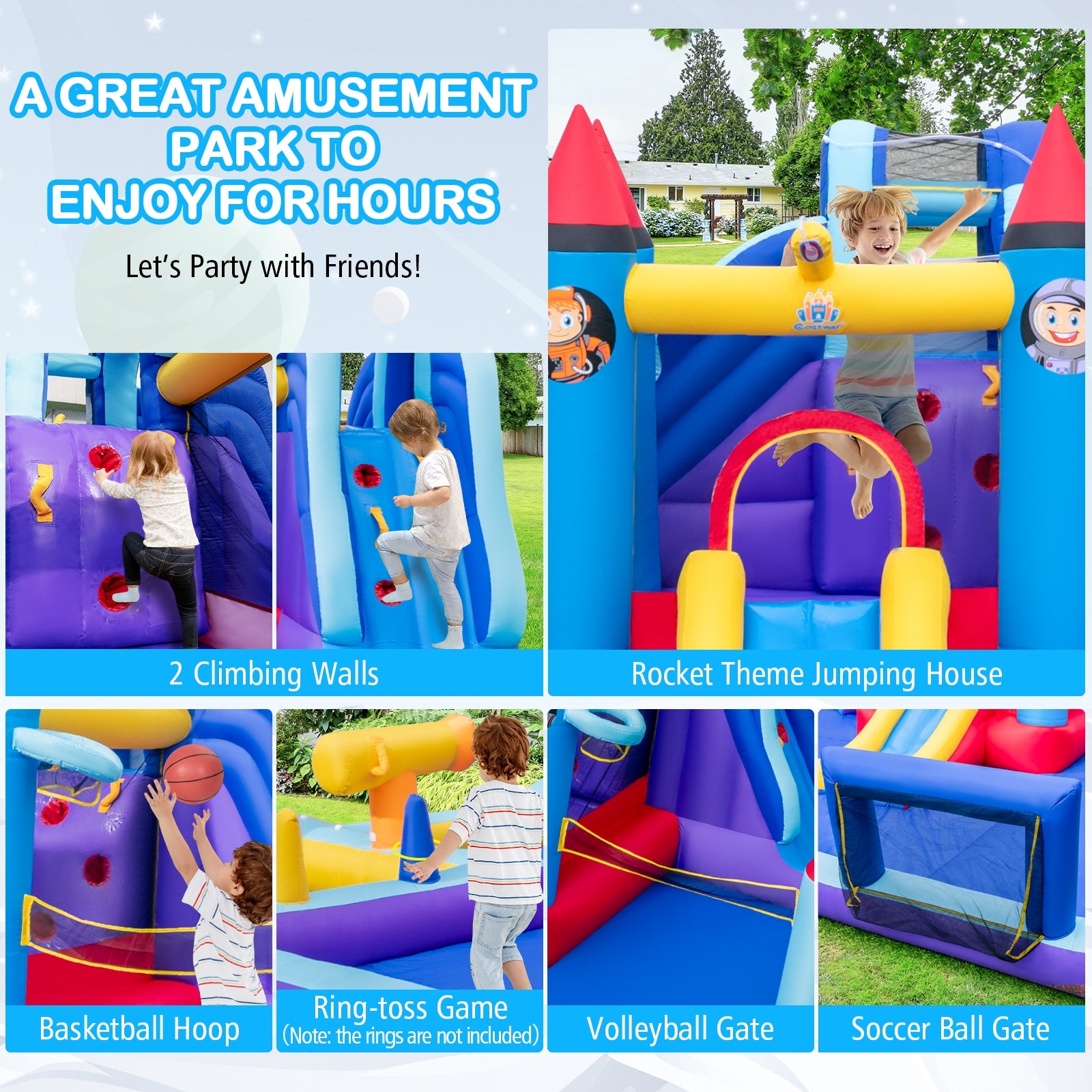 Inflatable Water Slide Park, 950W Blower, Blue Bounce House at Gallery Canada