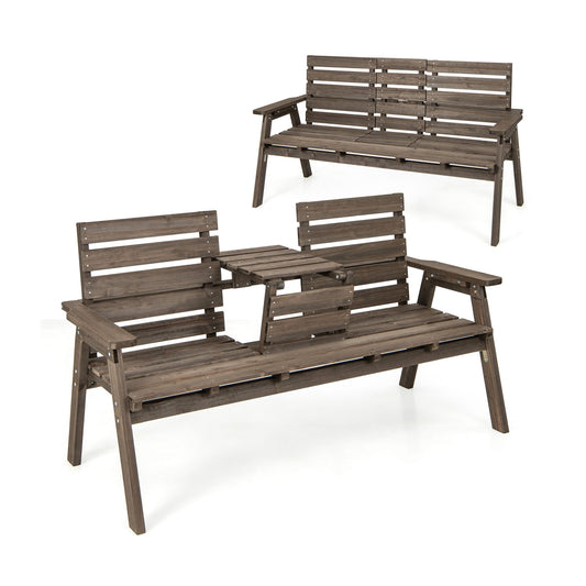 Outdoor Fir Wood Bench, Foldable Middle Table, Gray Beach & Lawn Chairs Gray at Gallery Canada