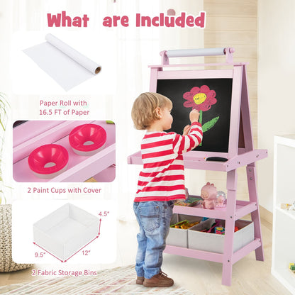 3-In-1 Double-Sided Storage Art Easel, Pink Art Easels at Gallery Canada