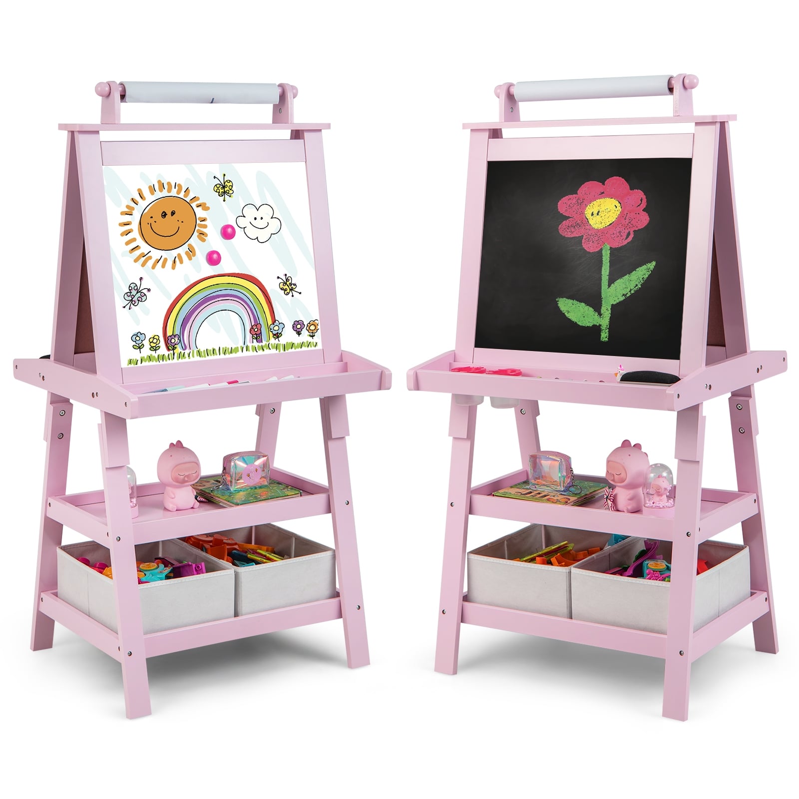 3-In-1 Double-Sided Storage Art Easel, Pink Art Easels at Gallery Canada