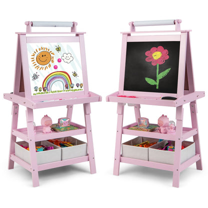 3-In-1 Double-Sided Storage Art Easel, Pink Art Easels at Gallery Canada