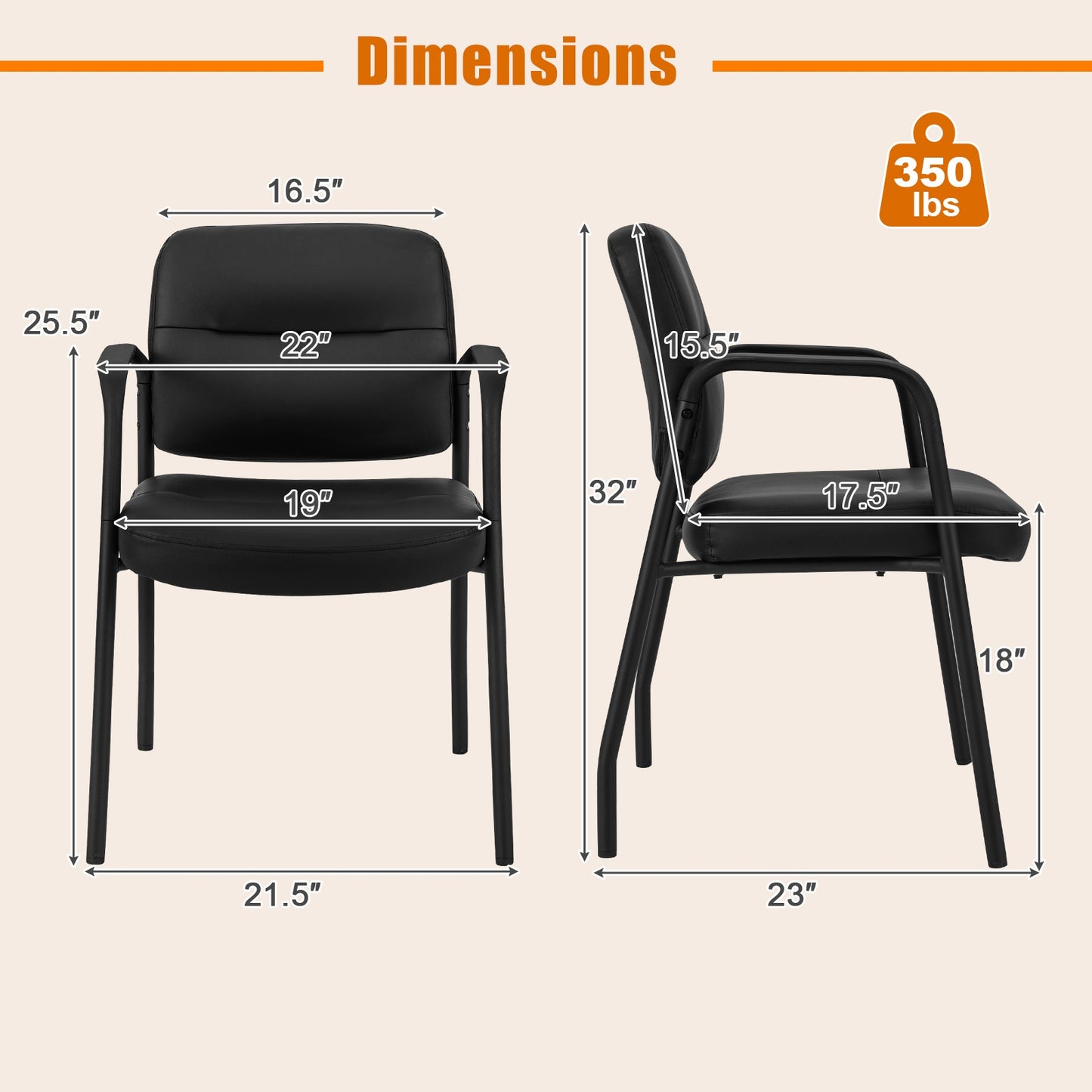Upholstered Guest Chair Set, 2 Chairs, Mixed PU Leather, Black Conference Chairs at Gallery Canada