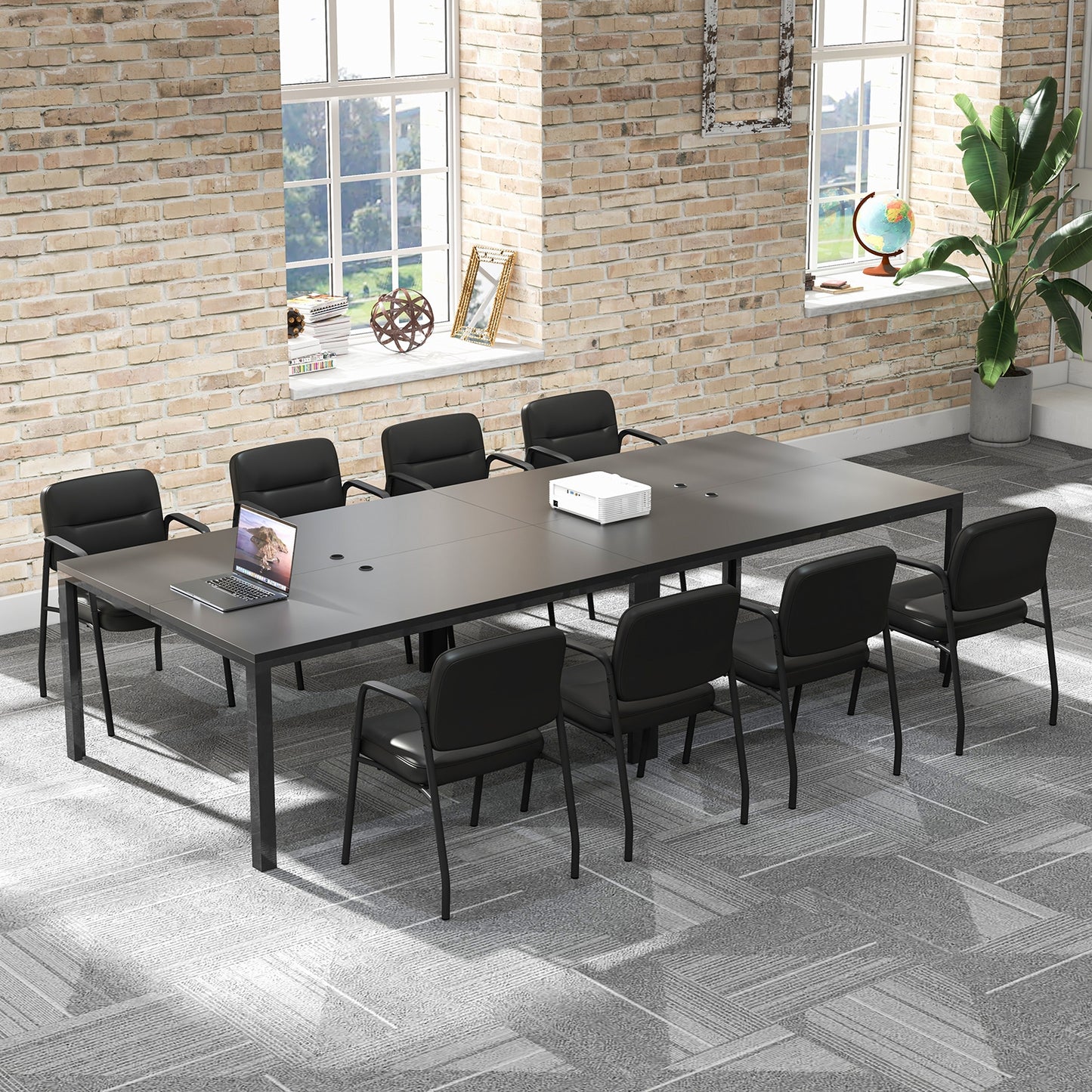 Upholstered Guest Chair Set, 2 Chairs, Mixed PU Leather, Black Conference Chairs at Gallery Canada